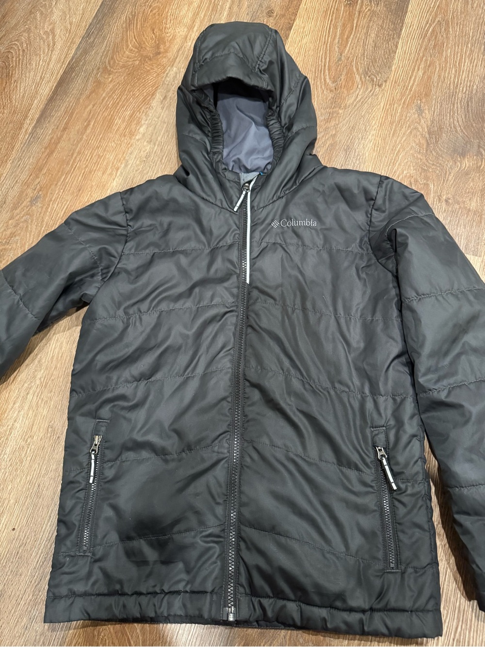 Columbia Boys Black Hooded Insulated Jacket